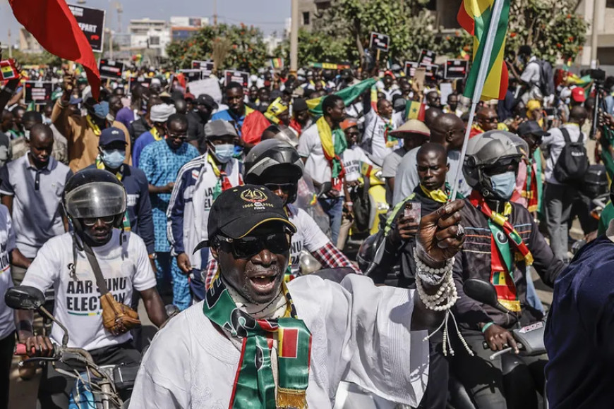 Senegal election: Opposition supporters march in Dakar calling for swift vote