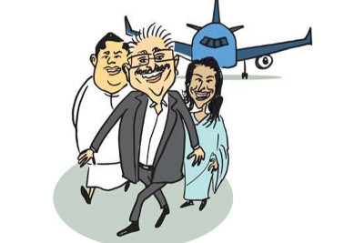 Gota, Vajira having leisure walk at airport on anniversary night of Aragalaya