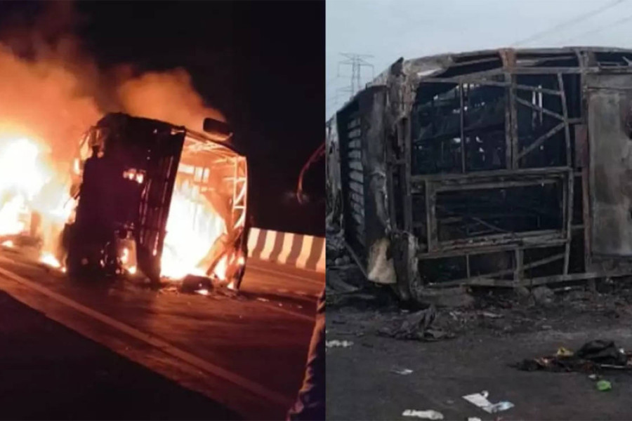 25 dead as bus catches fire on Maharashtra expressway